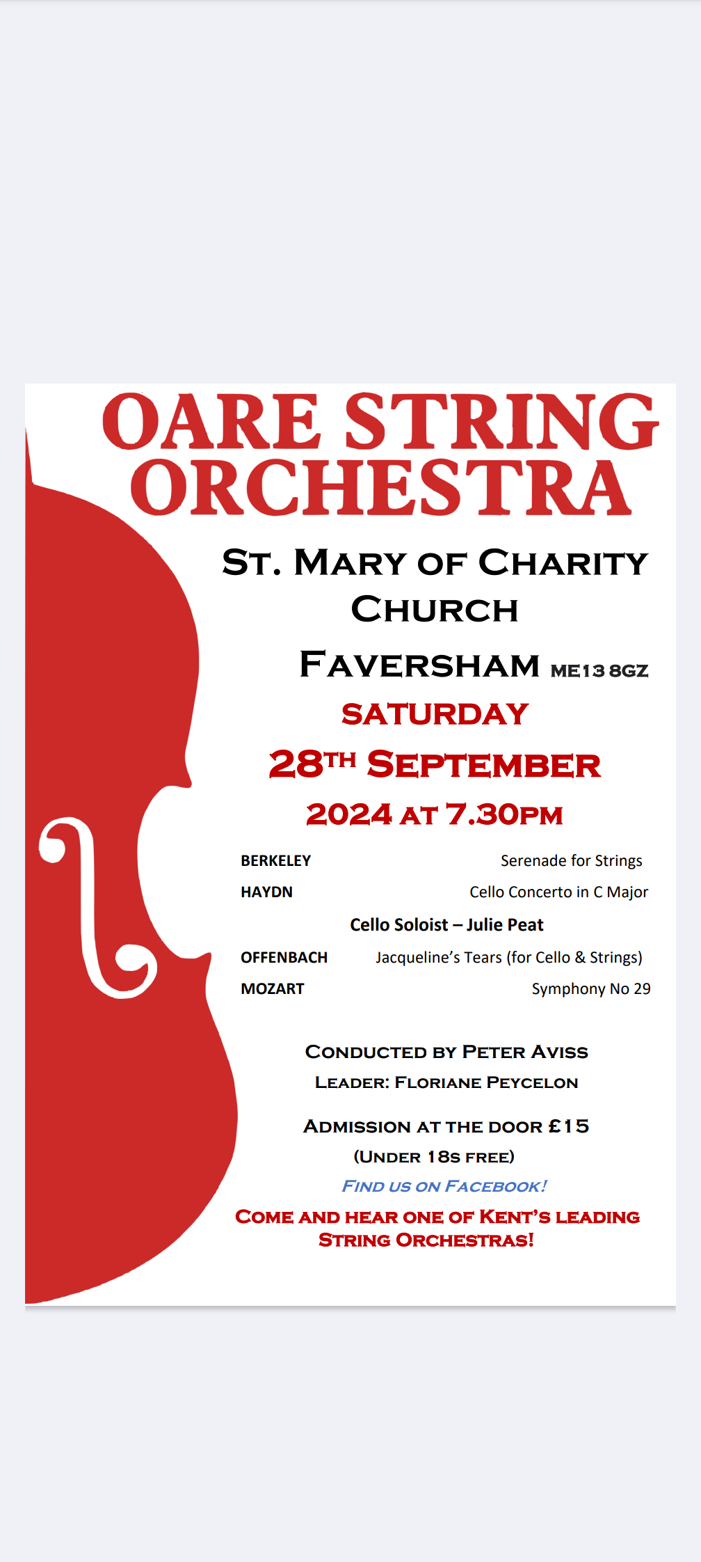 Oare Orchestra concert 28 September